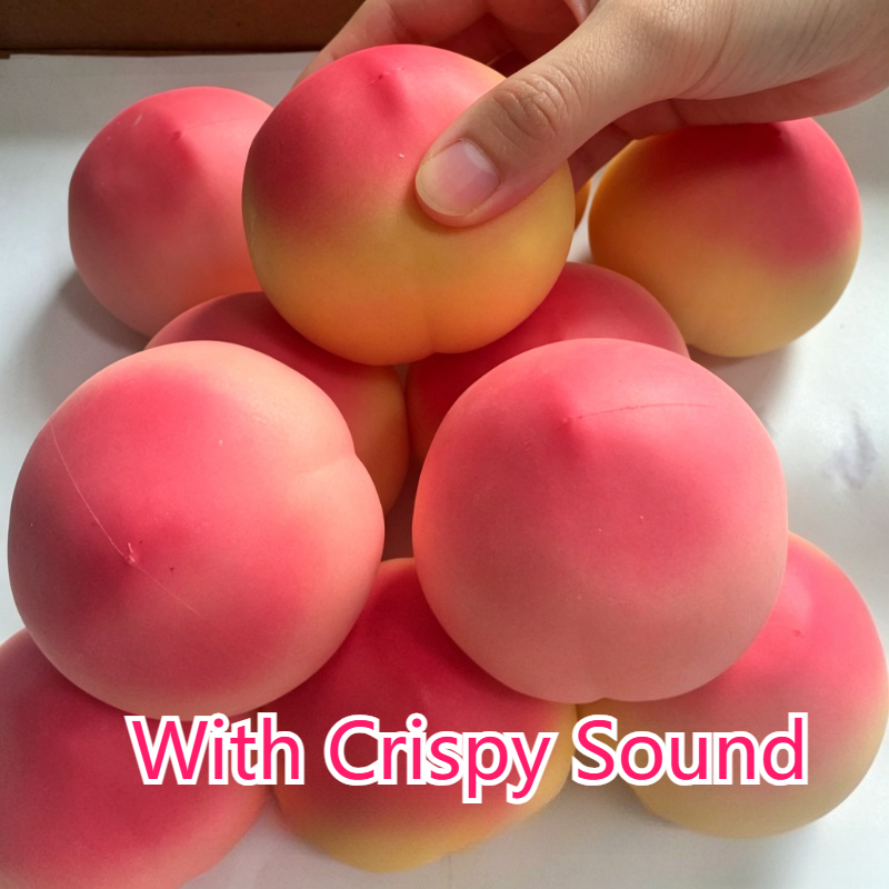 Party Games For Adults And Kids - Crispy Sound Peach Fruit Squishy Toy