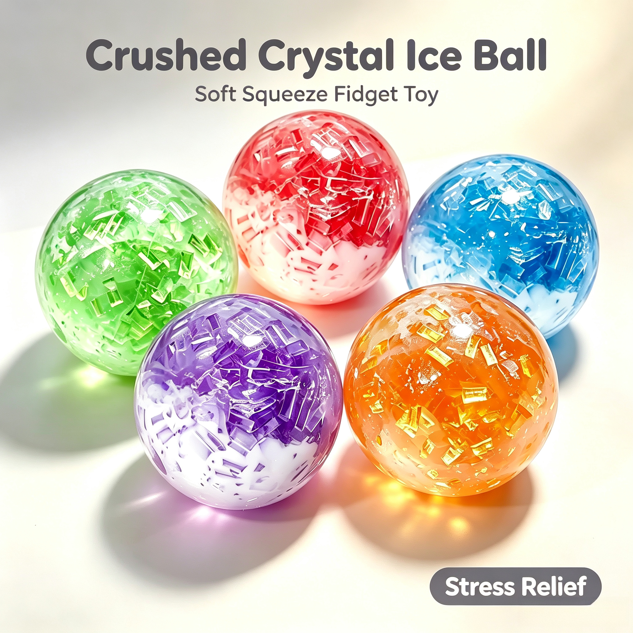 Party Games For Adults And Kids - Crushed Crystal Ice Squeeze Ball Soft