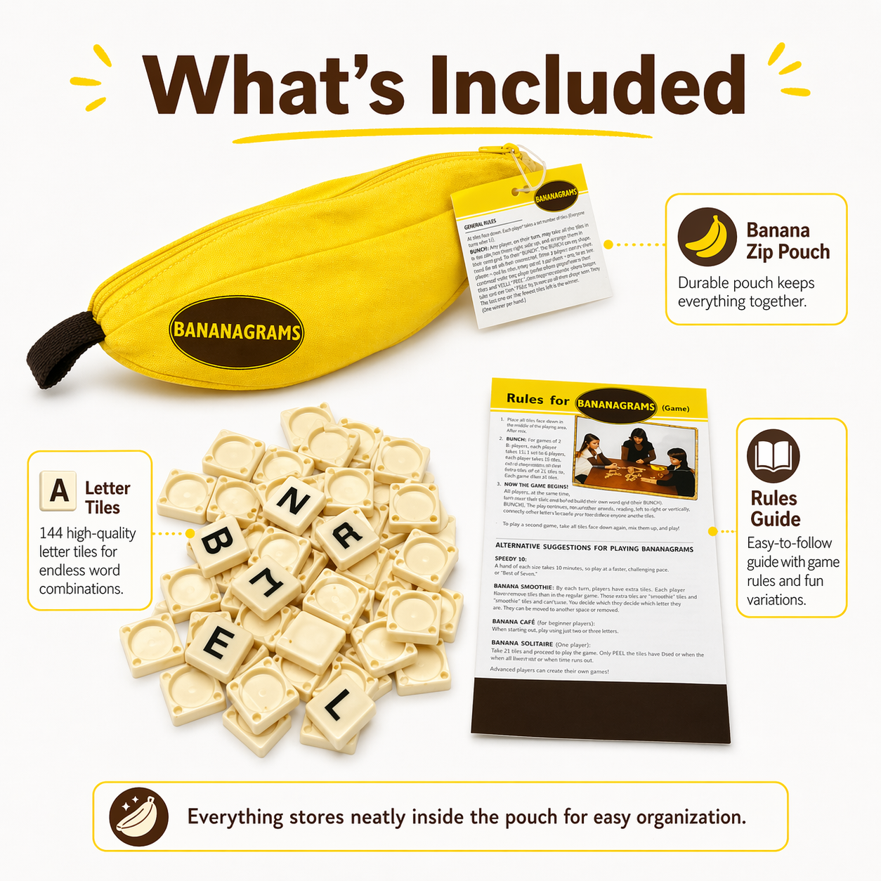 Banana-Shaped Word Tile Game w - Party Games Night のレビューと価格