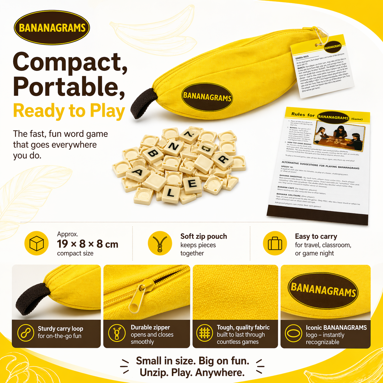 Banana-Shaped Word Tile Game w - Party Games Night のレビューと価格