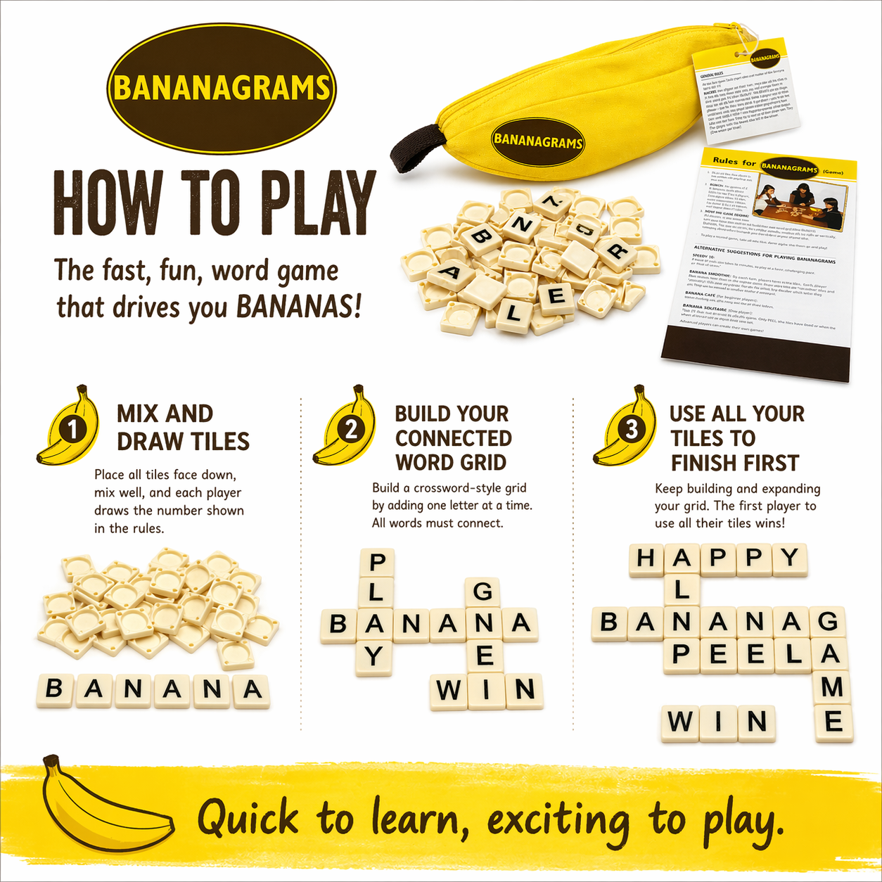 Banana-Shaped Word Tile Game w - Party Games Night のレビューと価格