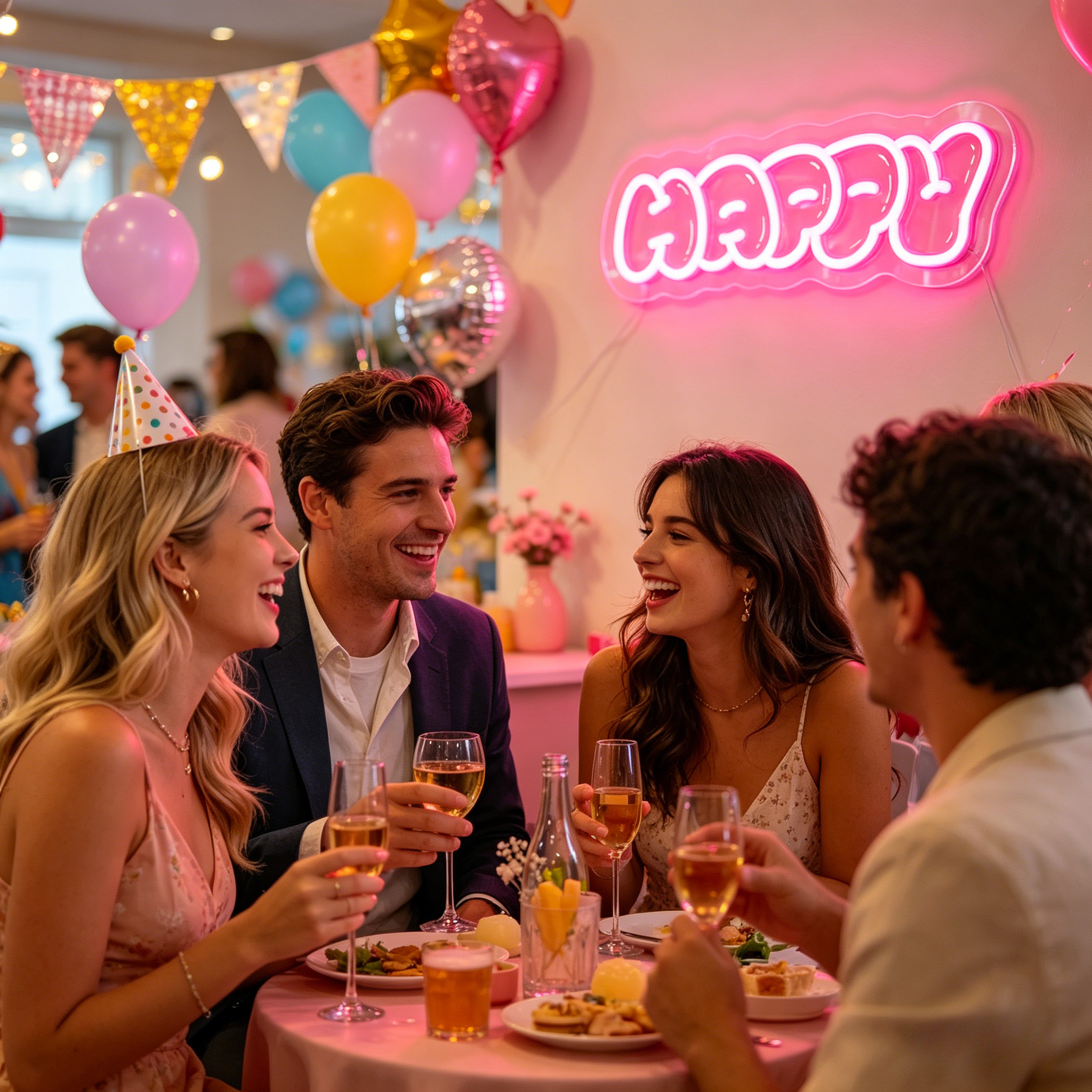 Happy Neon Sign LED Wall Art L - Party Games Night のレビューと価格